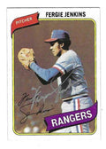 Autographed FERGIE JENKINS Texas Rangers 1980 Topps Card