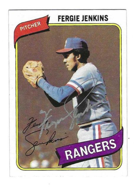 Autographed FERGIE JENKINS Texas Rangers 1980 Topps Card