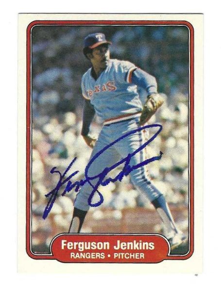 Autographed FERGIE JENKINS Texas Rangers 1982 Fleer Card