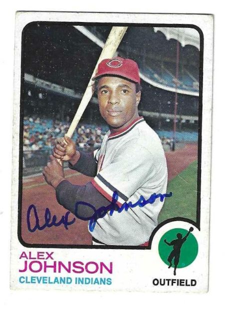 Autographed ALEX JOHNSON Cleveland Indians 1973 Topps Card