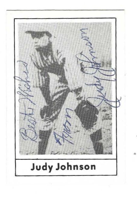 Autographed JUDY JOHNSON 1978 Grand Slam Card