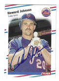 Autographed Howard Johnson New York Mets 1988 Fleer card #138