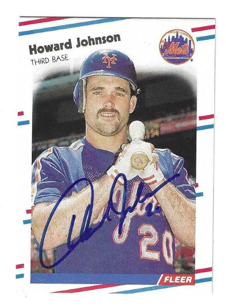 Autographed Howard Johnson New York Mets 1988 Fleer card #138