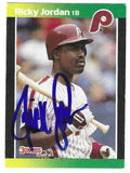 Autographed RICKY JORDAN  Philadelphia Phillies 1989 Donruss Card