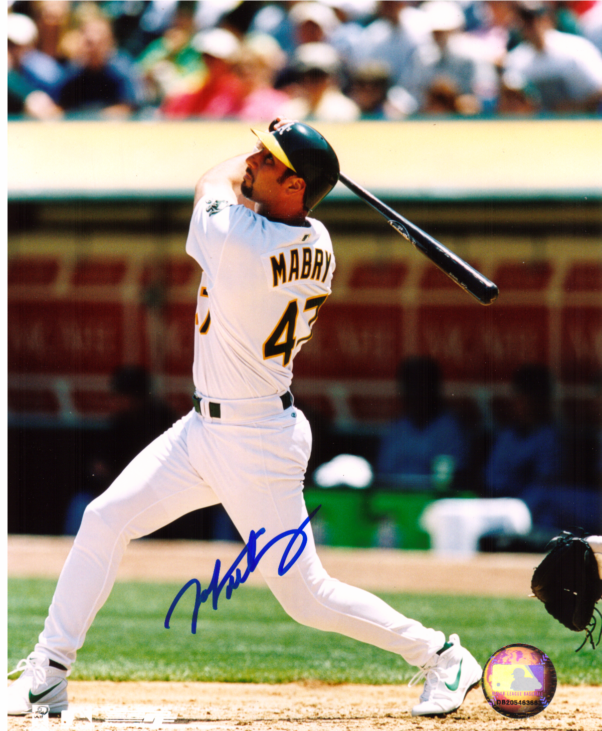 AUTOGRAPHED SIGNED photo JOHN MABRY Oakland A's