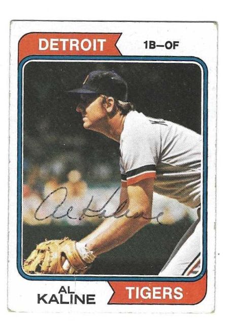 Autographed AL KALINE Detroit Tigers 1974 Topps Card