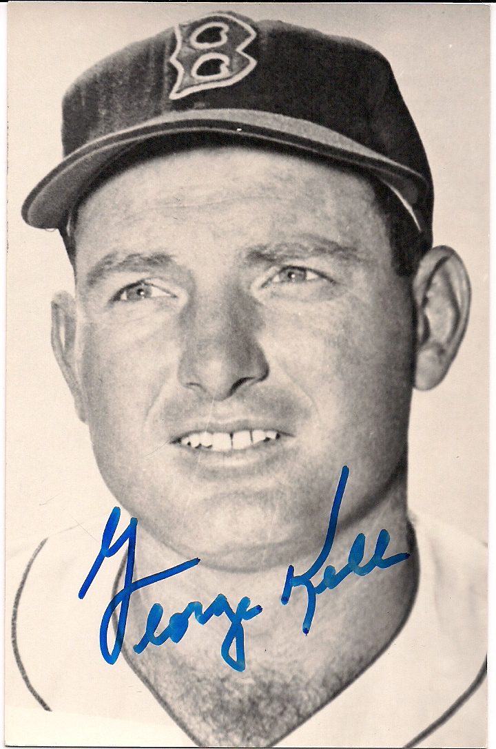 Autographed GEORGE KELL Boston Red Sox BxW Rowe Post Card