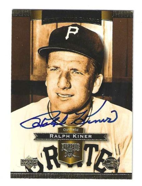 Autographed RALPH KINER Pittsburgh Pirates 2003 Upper Deck Sweet Spot Classic Card