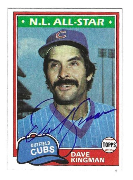 Autographed DAVE KINGMAN Chicago Cubs 1981 Topps Card