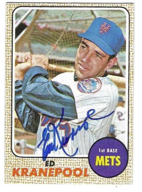 Autographed 1968 Topps Ed Kranepool New York Mets Card #92