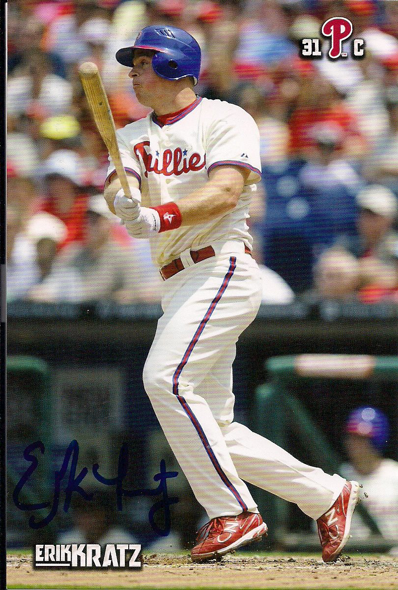 Autographed ERIK KRATZ 2012  Phillies Post card