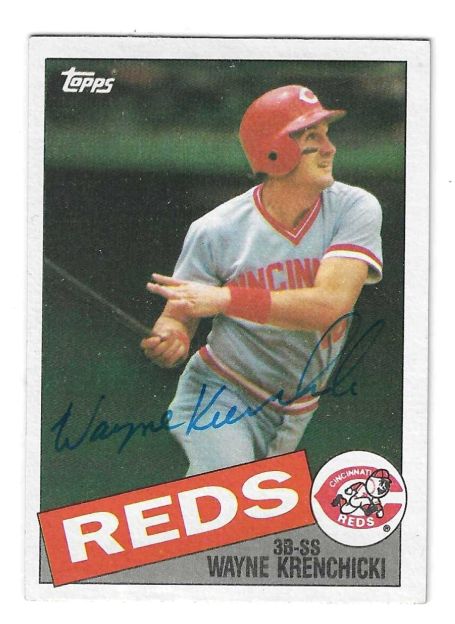 Autographed 1985 Topps WAYNE KRENCHICKI Cincinnati Reds card #468