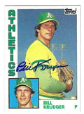 Autographed BILL KRUEGER Oakland A's 1984 Topps Card