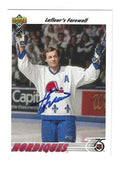 GUY LAFLEUR Quebec Nordiques Autographed 1991-92 Upper Deck Card