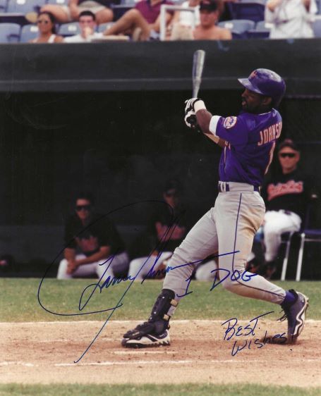 AUTOGRAPHED LANCE JOHNSON 8X10 NEW YORK METS photo