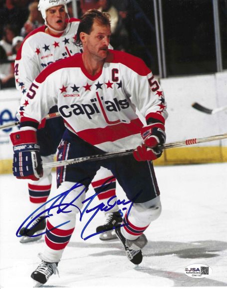 Autographed ROD LANGWAY 8X10 Washington Capitals photo. JSA