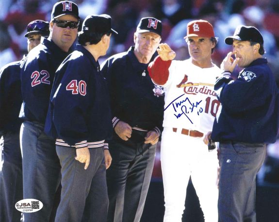 Autographed TONY LARUSSA  8X10 St Louis Cardinals photo JSA