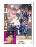 Autographed GARY LAVELLE San Francisco Giants 1984 TOPPS Card