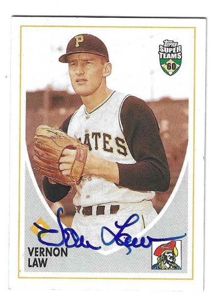 Autographed VERN LAW Pittsburgh Pirates 2002 TOPPS SUPER TEAMS CARD