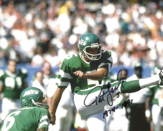 Autographed PAT LEAHY 8X10 New York Jets photo
