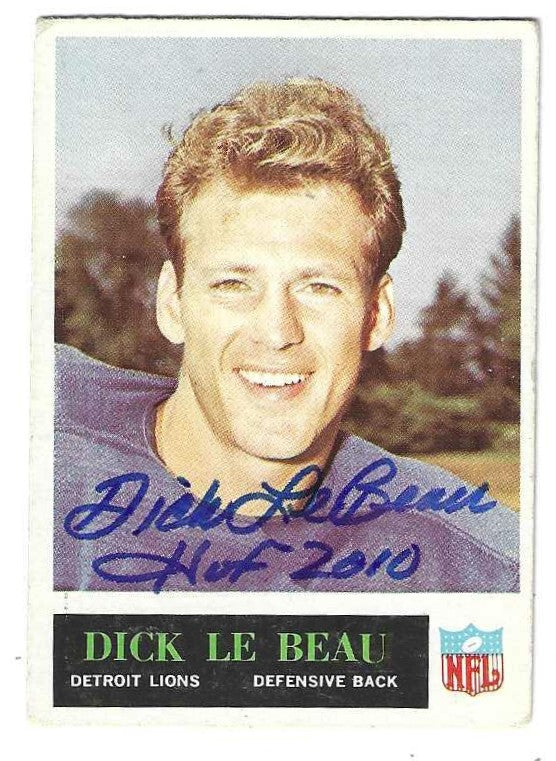 Autographed 1965 DICK LEBEAU "HOF 2010" Detroit Lions Philadelphia Gum card #64