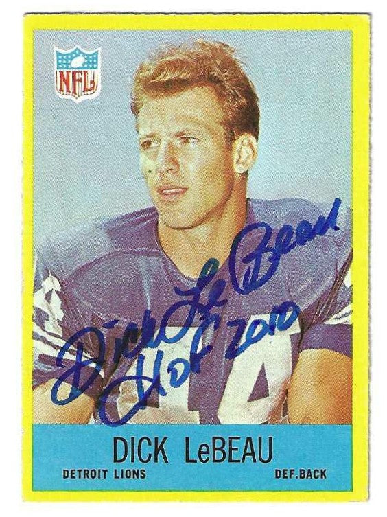 Autographed 1967 DICK LEBEAU "HOF 2010" Detroit Lions Philadelphia Gum card #66