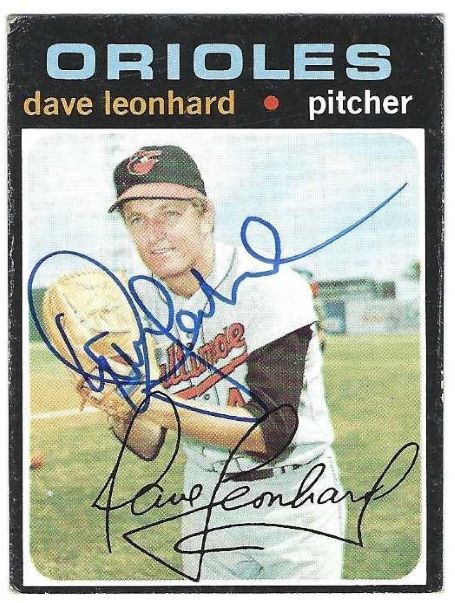 Autographed DAVE LEONHARD Baltimore Orioles 1971 Topps Card