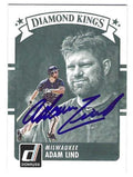 Autographed ADAM LIND Milwaukee Brewers 2016 Donruss Diamond King