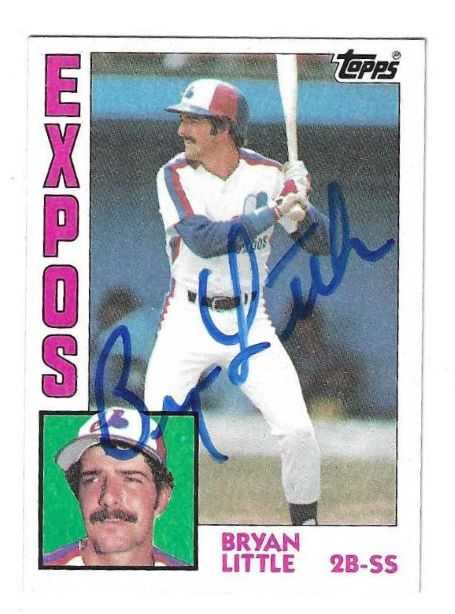 Autographed BRYAN LITTLE Montreal Expos 1984 Topps Card