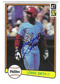 Autographed LONNIE SMITH Philadelphia Phillies 1982 Donruss Card