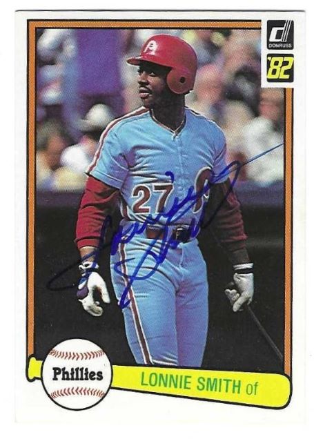 Autographed LONNIE SMITH Philadelphia Phillies 1982 Donruss Card