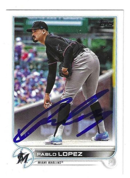 Autographed PABLO LOPEZ Miami Marlins 2022 Topps Card #644