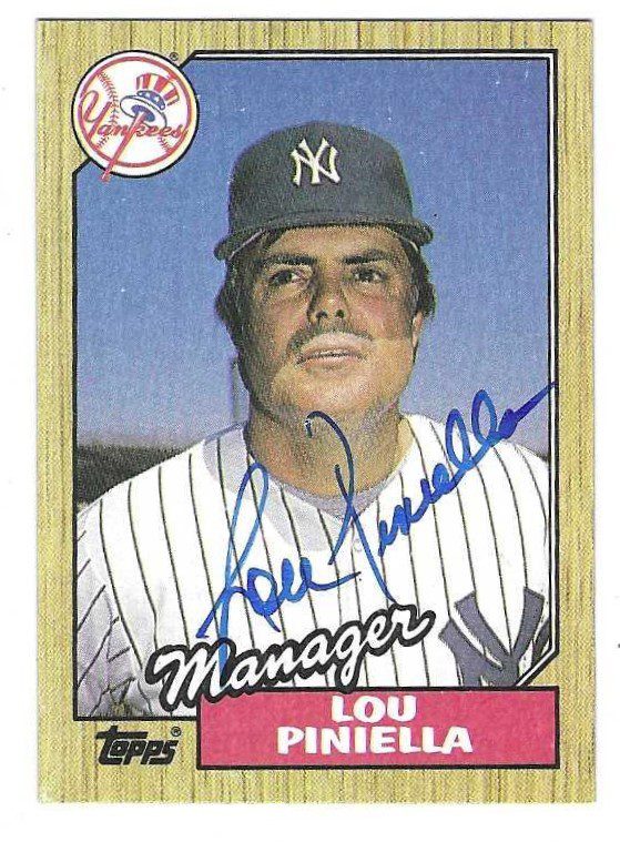 Autographed  LOU PINIELLA New York Yankees 1987 Topps Card
