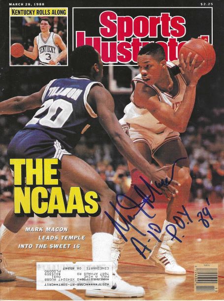 Autographed Mark Macon Temple Owls Sports Illustrated Magazine 3/28/1988