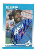 Autographed BILL MADLOCK Los Angeles Dodgers 1987 FLEER Mini Card