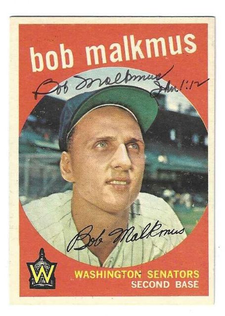 Autographed BOBBY MALKMUS Washington Senators 1959 Topps Card