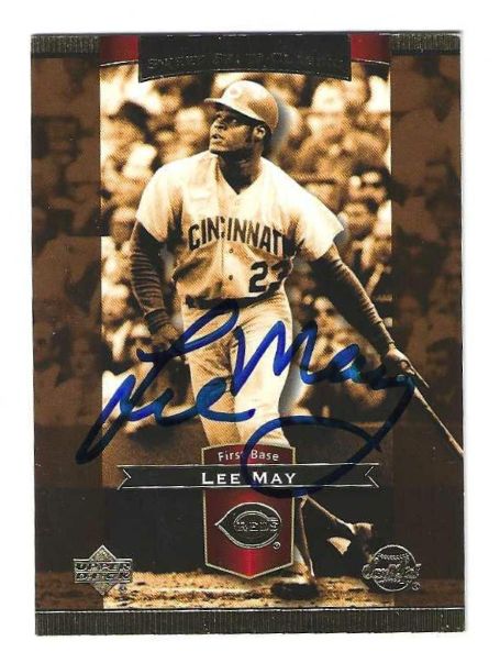 Autographed LEE MAY Cincinnati Reds 2003 Upper Deck Sweet Spot Classic Card