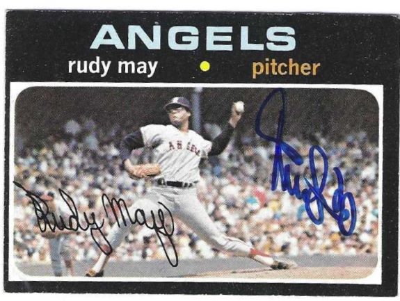 Autographed RUDY MAY California Angels 1971 Topps Card