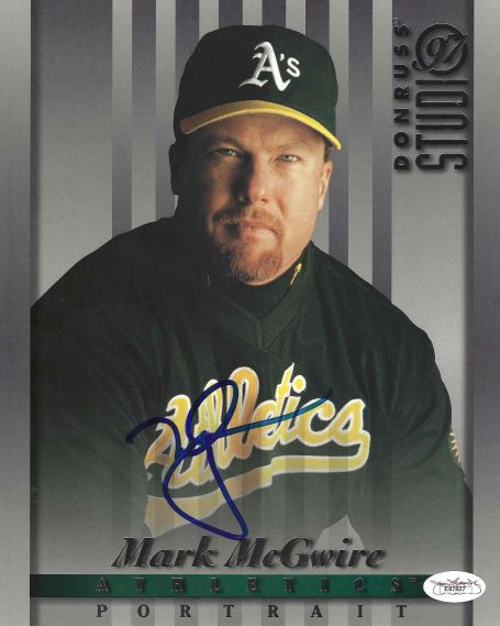 AUTOGRAPHED MARK MCGWIRE 8x10 Oakland A's Photo Card JSA