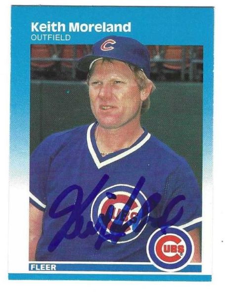 Autographed KEITH MORELAND Chicago Cubs 1987 Fleer Card