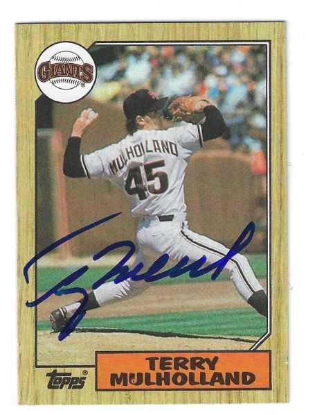 Autographed TERRY MULHOLLAND San Francisco Giants 1987 Topps Card
