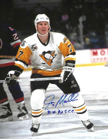 Autographed JOE MULLEN "91, 92 SCC" 8X10 Pittsburgh Penguins Photo
