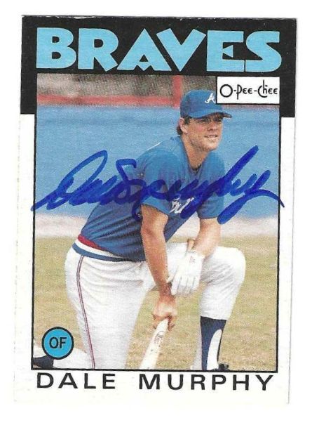 Autographed DALE MURPHY Atlanta Braves 1986 O-Pee-Chee Card