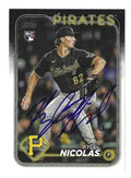 Autographed KYLE NICOLAS Pittsburgh Pirates 2024 Topps Card
