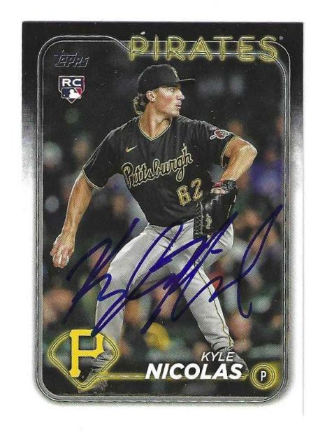 Autographed KYLE NICOLAS Pittsburgh Pirates 2024 Topps Card