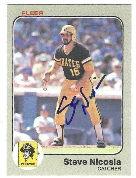Autographed STEVE NICOSIA Pittsburgh Pirates 1983 Fleer Card