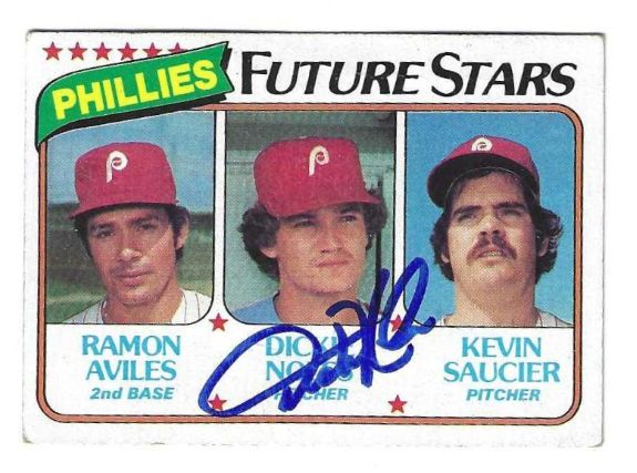 Autographed DICKE NOLES Philadelphia Phillies 1980 Topps Card