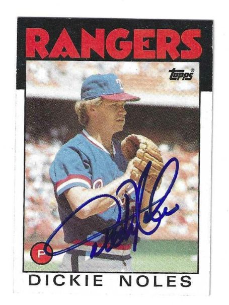 Autographed DICKE NOLES Texas Rangers 1986 Topps Card