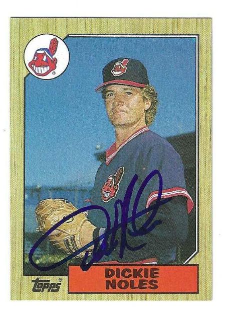 Autographed DICKE NOLES Cleveland Indians 1987 Topps Card