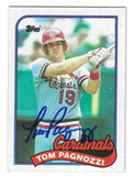 Autographed TOM PAGNOZZI St. Louis Cardinals 1989 Topps Card